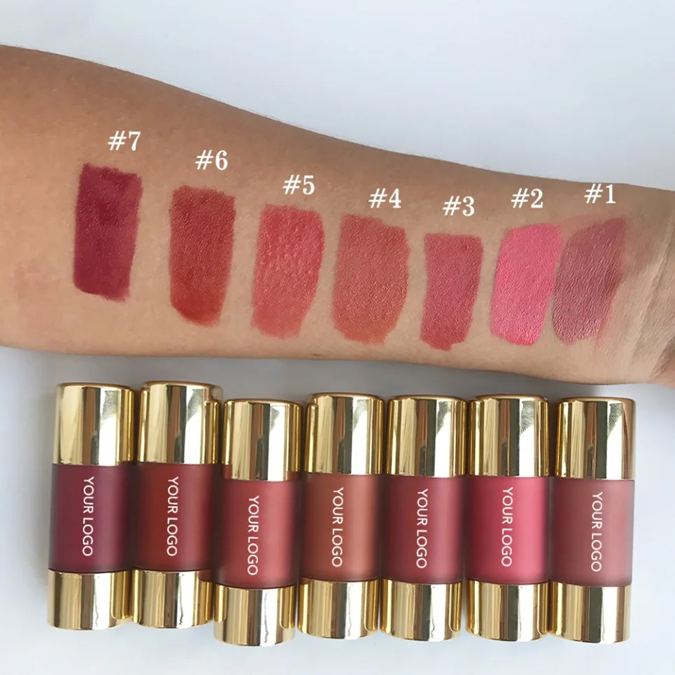 Conta-gotas líquido blush marca própria logotipo personalizado cremoso natural vegano rosto maquiagem blush atacado