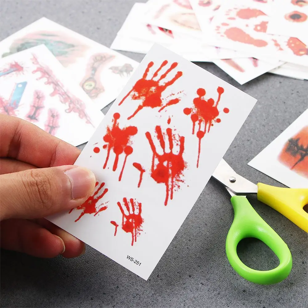 

Disposable Skin Decoration Party Body Art Horror Wound Horror Scar Temporary Tattoos Halloween Tattoo Stickers Fake Tattoo