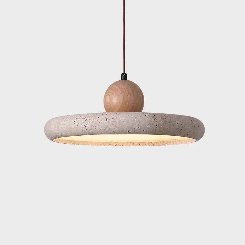 Żółta jaskinia kamienna lampa wisząca w stylu Wabi-sabi okrągły latający spodek LED nowoczesna minimalistyczna japońska wysokiej klasy dekoracja