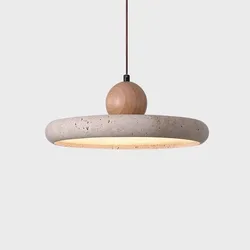 Żółta jaskinia kamienna lampa wisząca w stylu Wabi-sabi okrągły latający spodek LED nowoczesna minimalistyczna japońska wysokiej klasy dekoracja herbata LED