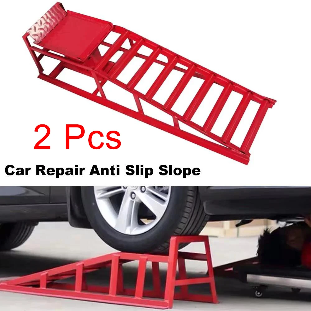 2 Pcs Large metal car maintenance ramp Car chassis lifting tools Car maintenance platform large slope metal frame 115x37cm