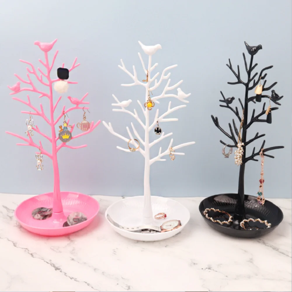 

Vintage Jewelry Display Stand Bird Tree Display Racks Earring Necklace Ring Show Holder Flocking Exhibition Tools Shooting Props