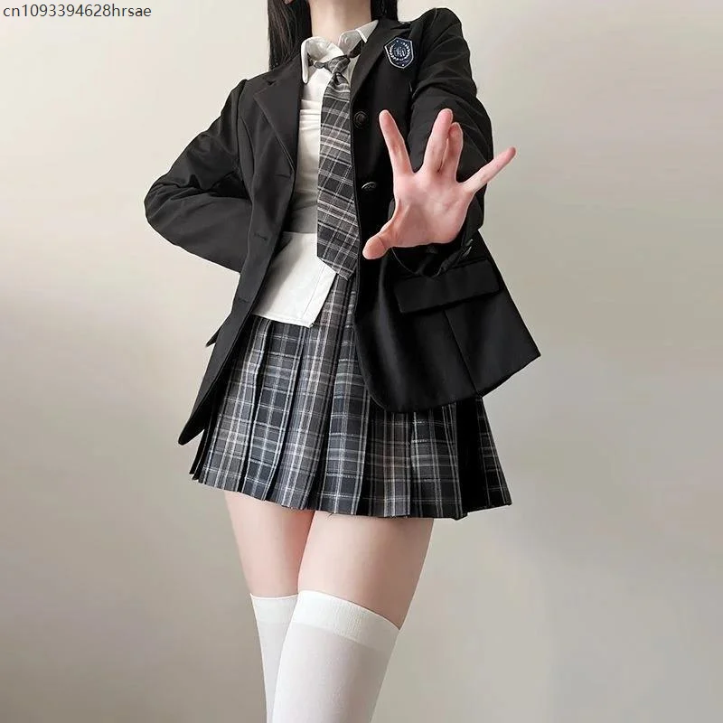 2025 متعدد الألوان التخرج الزي أكاديمية مثير مطوي تنورة التعادل مجموعة اليابان كوريا الخريف JK اليابانية زي مدرسي سترة النساء