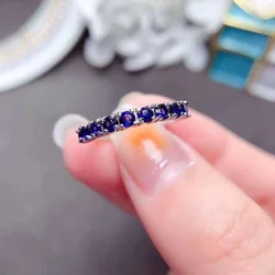 YULEM Natural Sapphire Gemstone Rings for Women Solid 925 Sterling Silver Ring for Wedding Engagement Bride Diamond Fine Jewelry