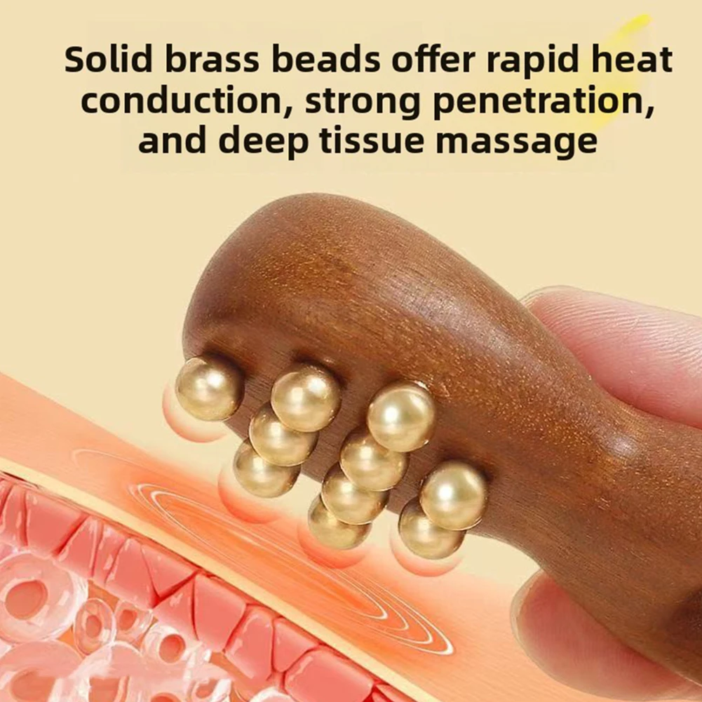 Brass Meridian-Acupressure Face Gua Sha Massage Tool Boosts Circulation Radiances Wooden Y-Shaped Scarab Walnut Massager