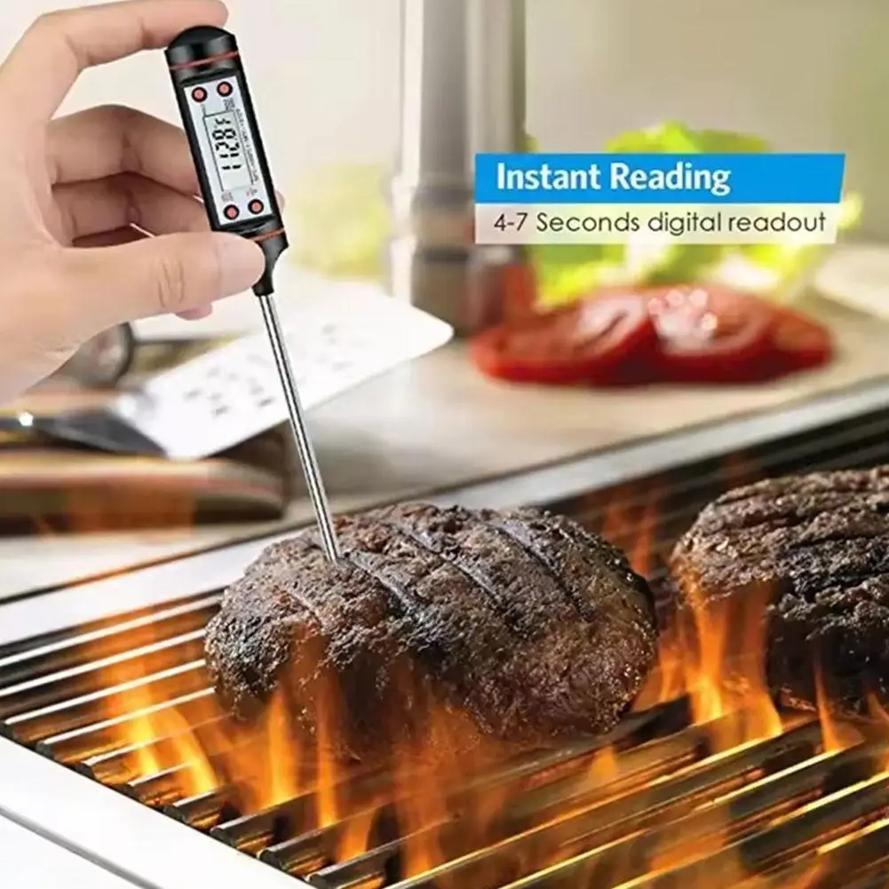 Electronic Thermometer Waterproof and Weather Resistant LCD Backlit Screen Digital Kitchen Food Thermometer Meat Temperature