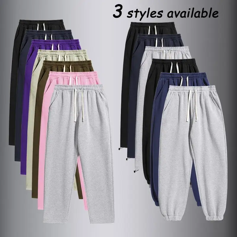 Men's Casual Face Sports Pants with Drawstring Waistband Outdoor Walking Sweatpants Comfortable Elastic Fabric Female Model