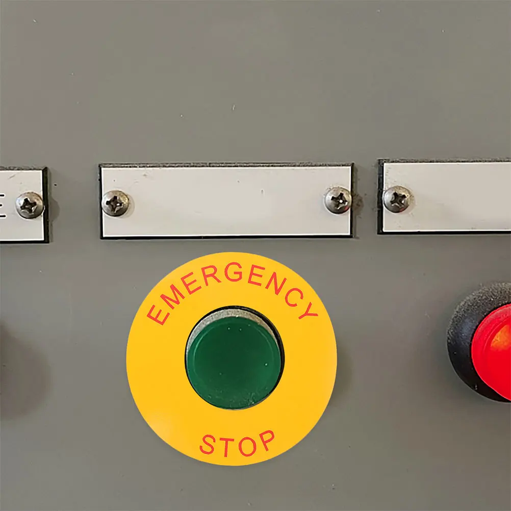 4pcs Emergency Stop Decals Safety Warning Sign For Machinery Equipment Indicator Sticker Industrial Use Traffic Safety
