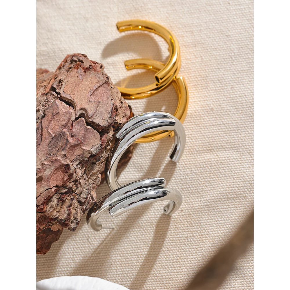 Yhpup Big Promotion Hollow Tube Minimalist Stainless Steel Geometric C Shape Earrings Charm Ear Daily Office Jewelry Wholesale