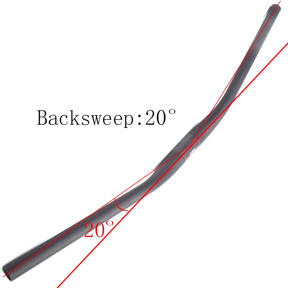 Full 3K Carbon Fiber Mountain Bicycle Rise Handlebar Backsweep 20 Degree Diameter 31.8mm Length 760mm  Glossy or Matte