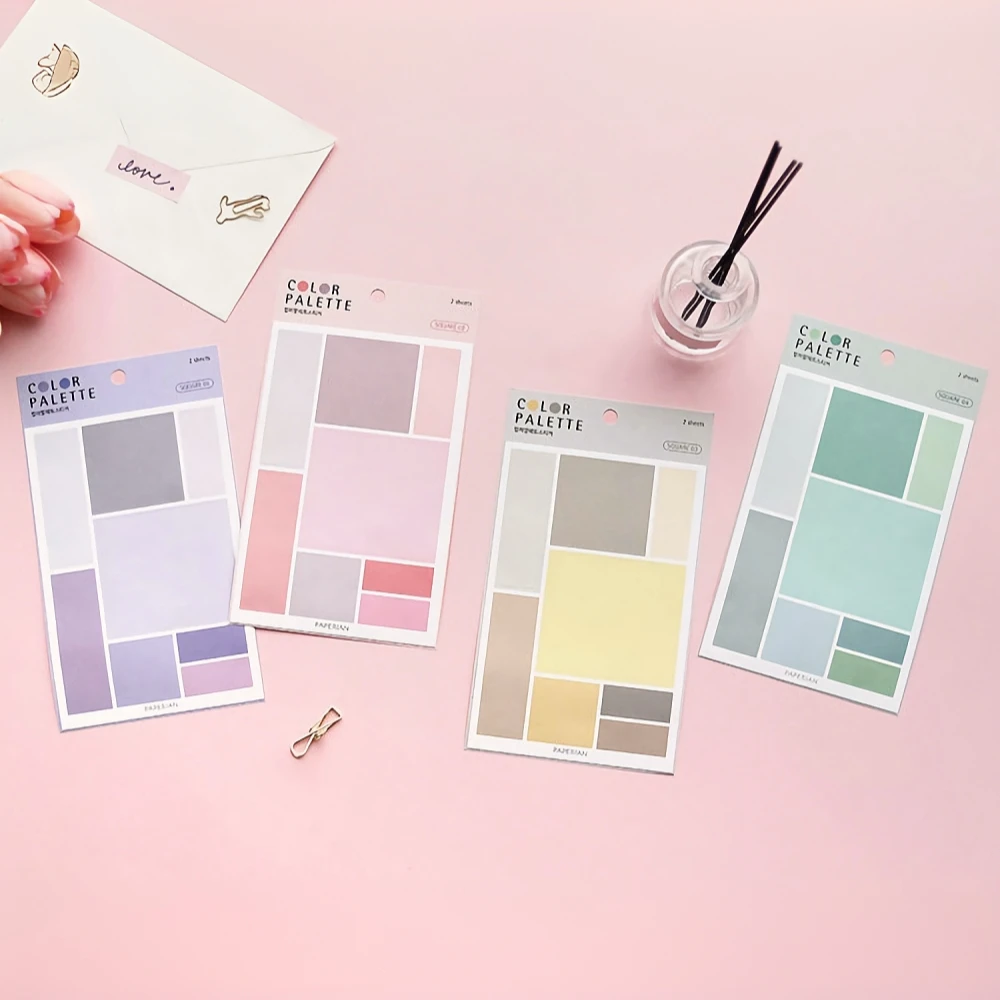 Colorful Index Label Sticker Pack: 4 Sheets of Repositionable Dots, Squares, & Indexes in Pink, Yellow, Green, & Purple Themes