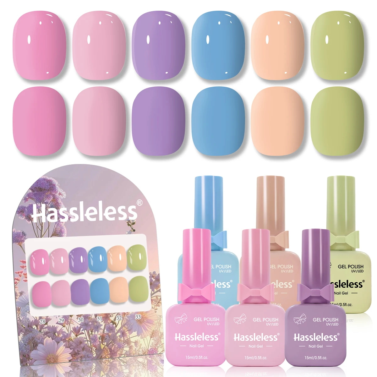 6-teiliges Nagellack-Set, 15 ml/Flasche, geeignet für alle Jahreszeiten, semi-permanent, einfach aufzutragen, DIY-Nagelkunstdesigns, farbenfrohe Farben