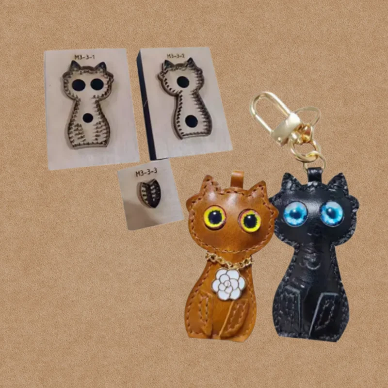 Big Eyes Cat Keychain Pendant Cutting Mold DIY Handmade Leather Bag Charm Craft Die