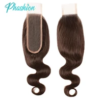Phashion 26 28 pulgadas Chotolate cuerpo marrón 4x4 5x5 Cierre de encaje # 4 cabello humano frontal recto de encaje 13x4 transparente 100 Remy