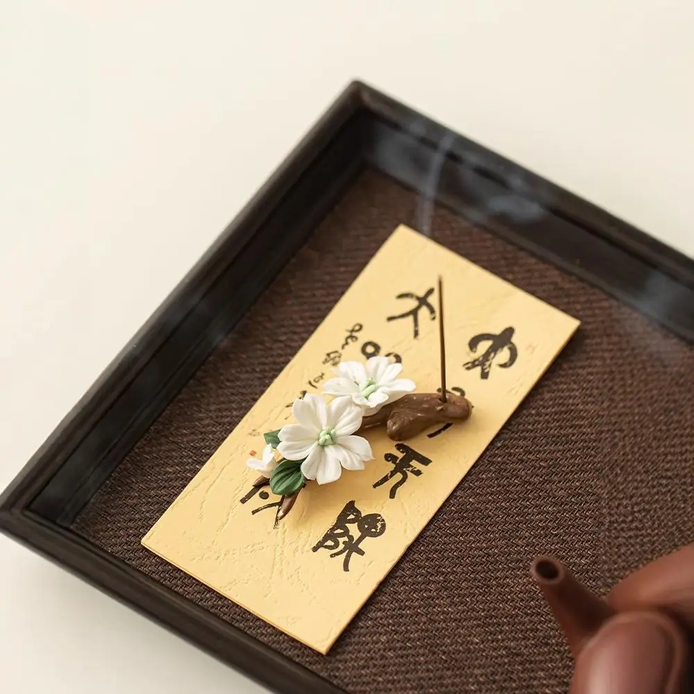Ceramic plum blossom incense burner hand-pinched green plum creative  sandalwood burner tea tray tea clip pen holder