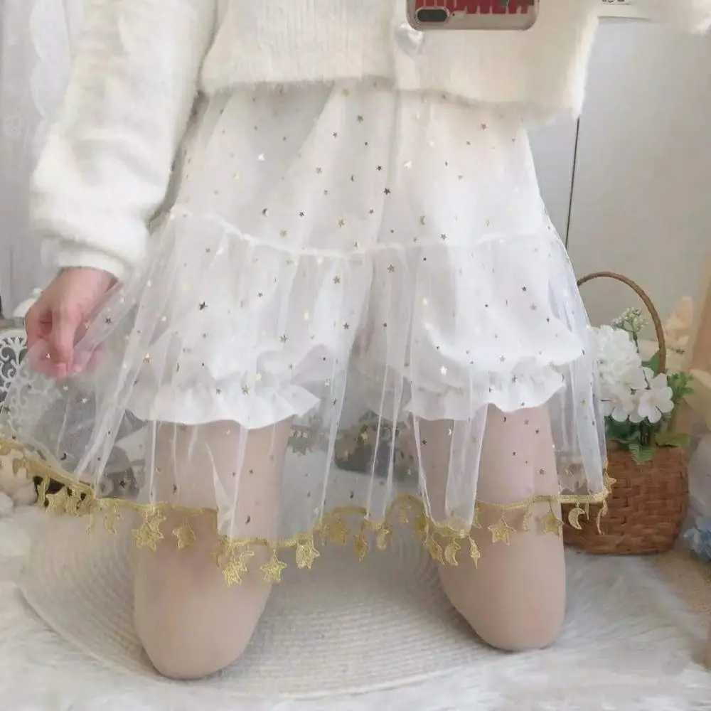 Gold Silver JK Safety Pants Pumpkin Shape Star Pattern Lolita Bloomers Star Gauze Lace Bottom Patterned Shorts Japanese JK