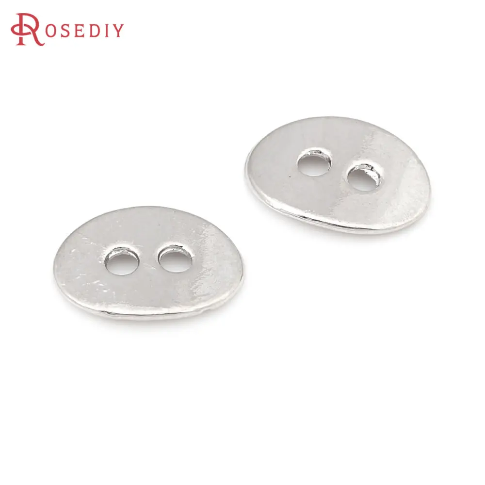 30PCS Imitation Rhodium Vintage Style Zinc Alloy Oval Buttons Connect Charms Diy Jewelry Making Supplies Bracelets Accessories