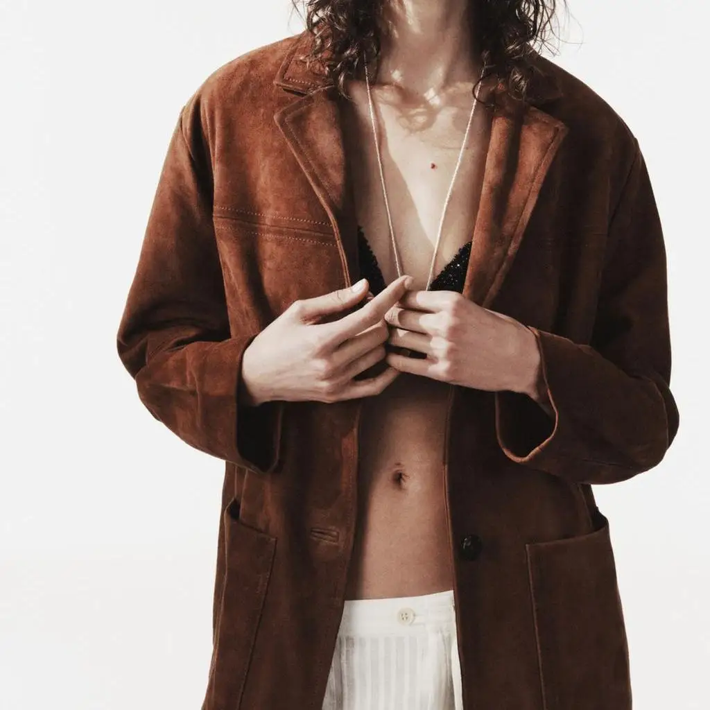 

Faionable Double-Sided Fce Leather Suit Casual Loose Fit Women's Polyester Polyester Blend Regular Thin