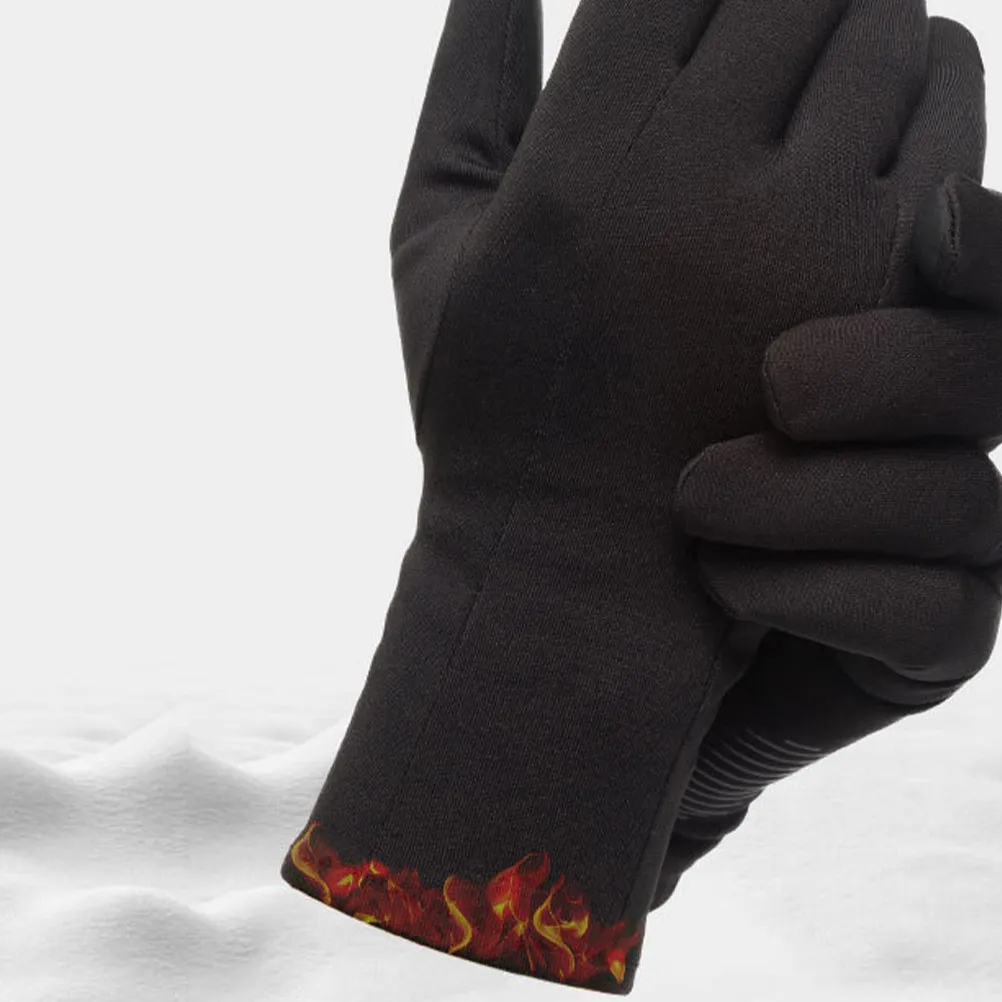 1Pair Thick Warm Waterproof Gloves Windproof Anti-Slip Touch Screen Finger Gloves for Winter Outdoor Riding Hiking Black Size L