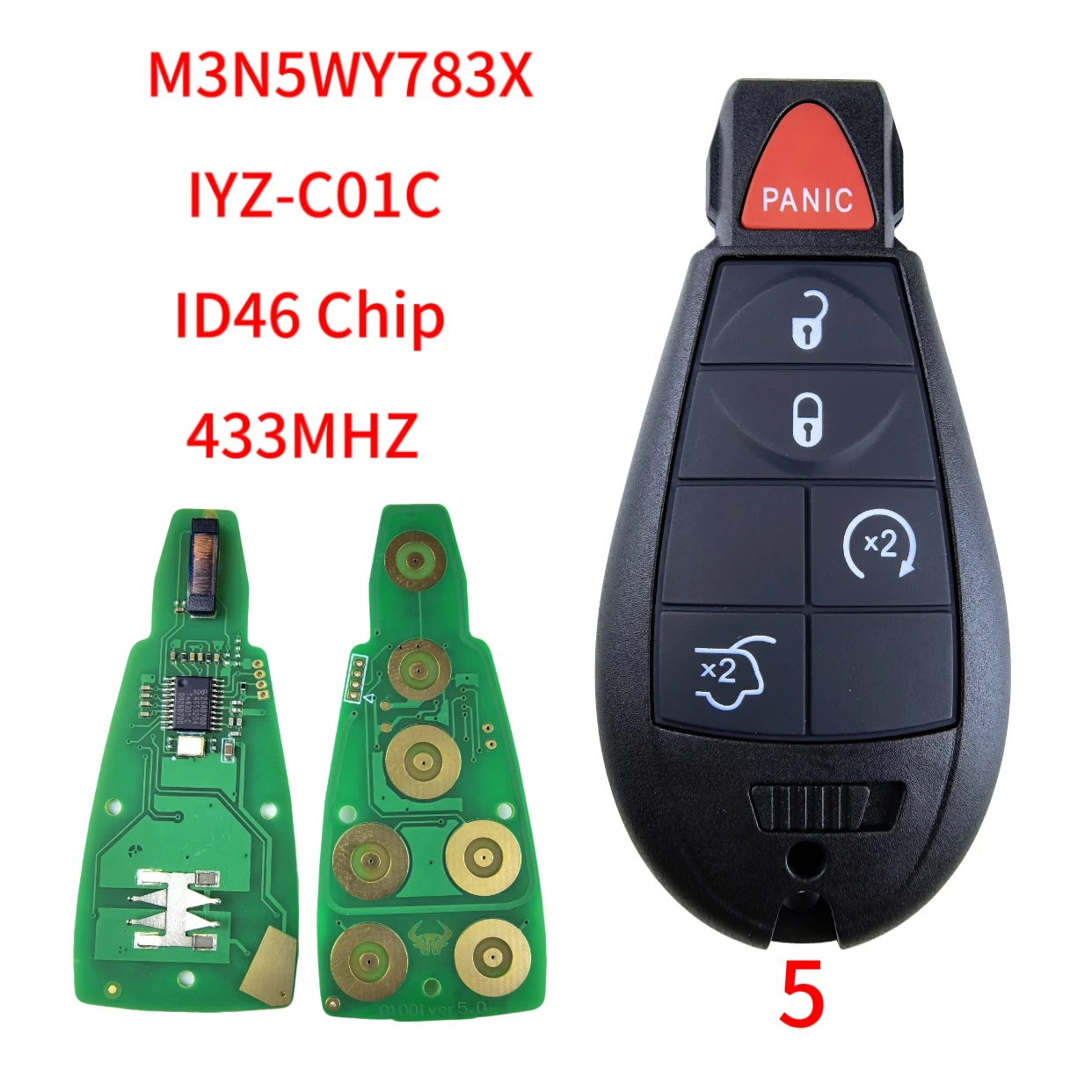 Jingxin 433Mhz 7941-Chip Fernbedienung Autoschlüssel M3N5WY783X für Chrysler Town & Country, für Jeep Grand Cherokee, für Dodge Caravan Journey – Detail 14