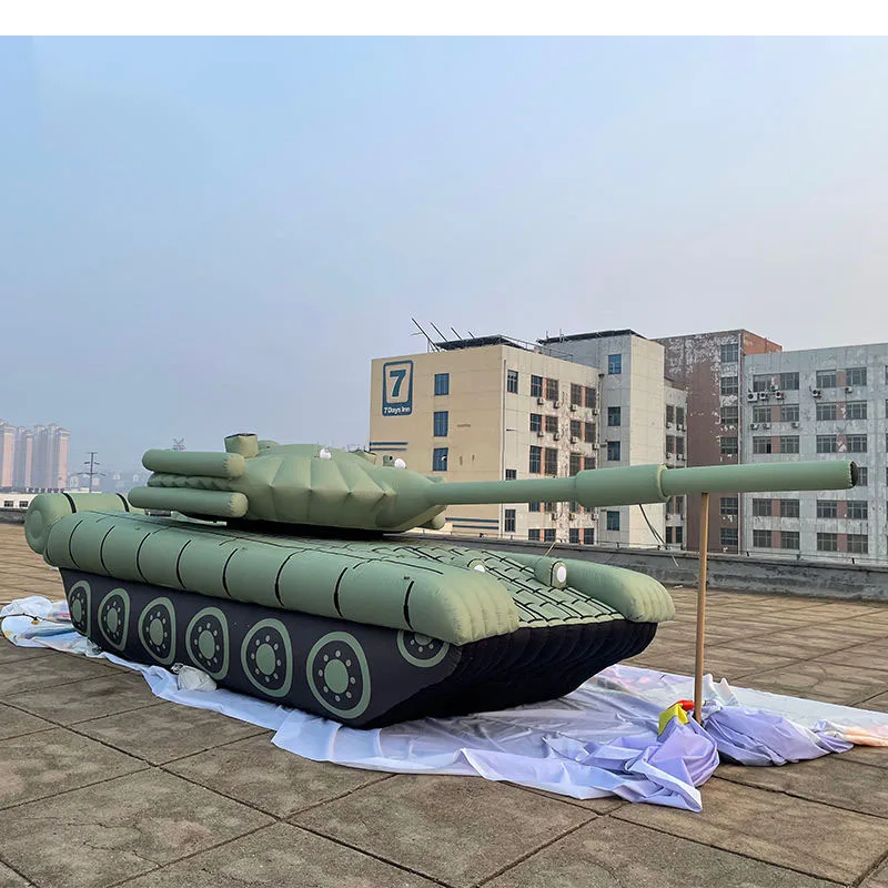 Giant Inflatable Army Tank Air Model Realistic Military Vehicle Blow Up Display for Outdoor Event Simulation Training Prop Decor