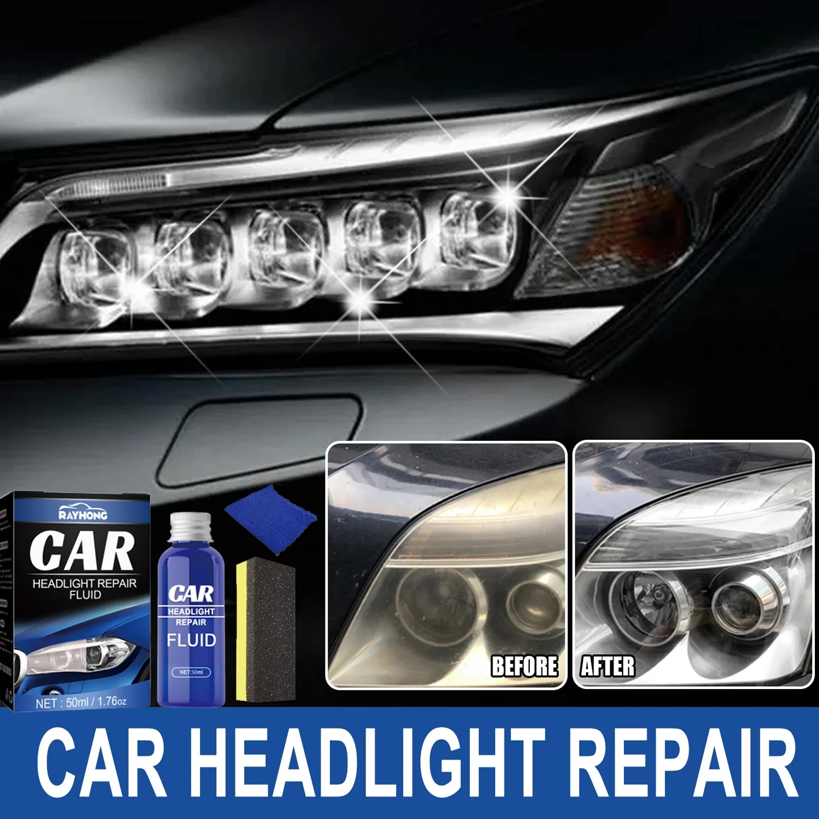 car headlight repair fluid Headlight renovation kits Restoration Remove Yellow Oxidize Paste Polymer For Headlamps Repair Polish - Image 2
