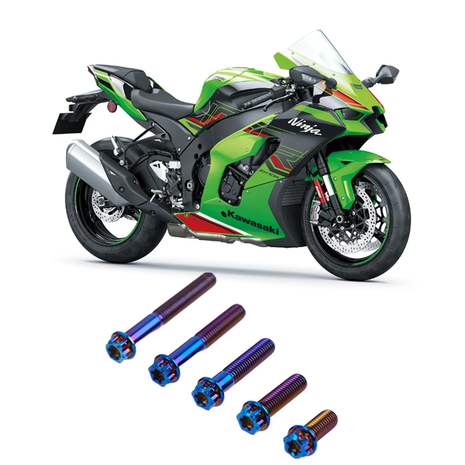 

Titanium bolts fit for Kawasaki 2023 ZX-10R windshield clutch fender ABS caliper side panel handlebar pedal chain bracket modify