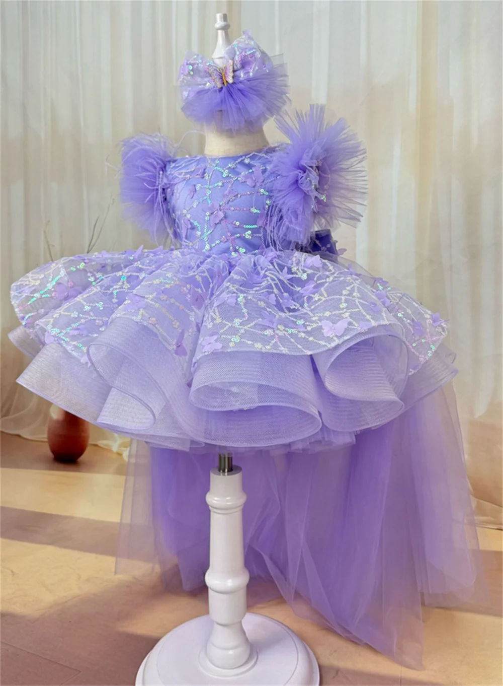 Великолепное платье маленькой принцессы с цветочным узором для девочек, двухцветное лоскутное платье с красным бантом, детское бальное платье для дня рождения