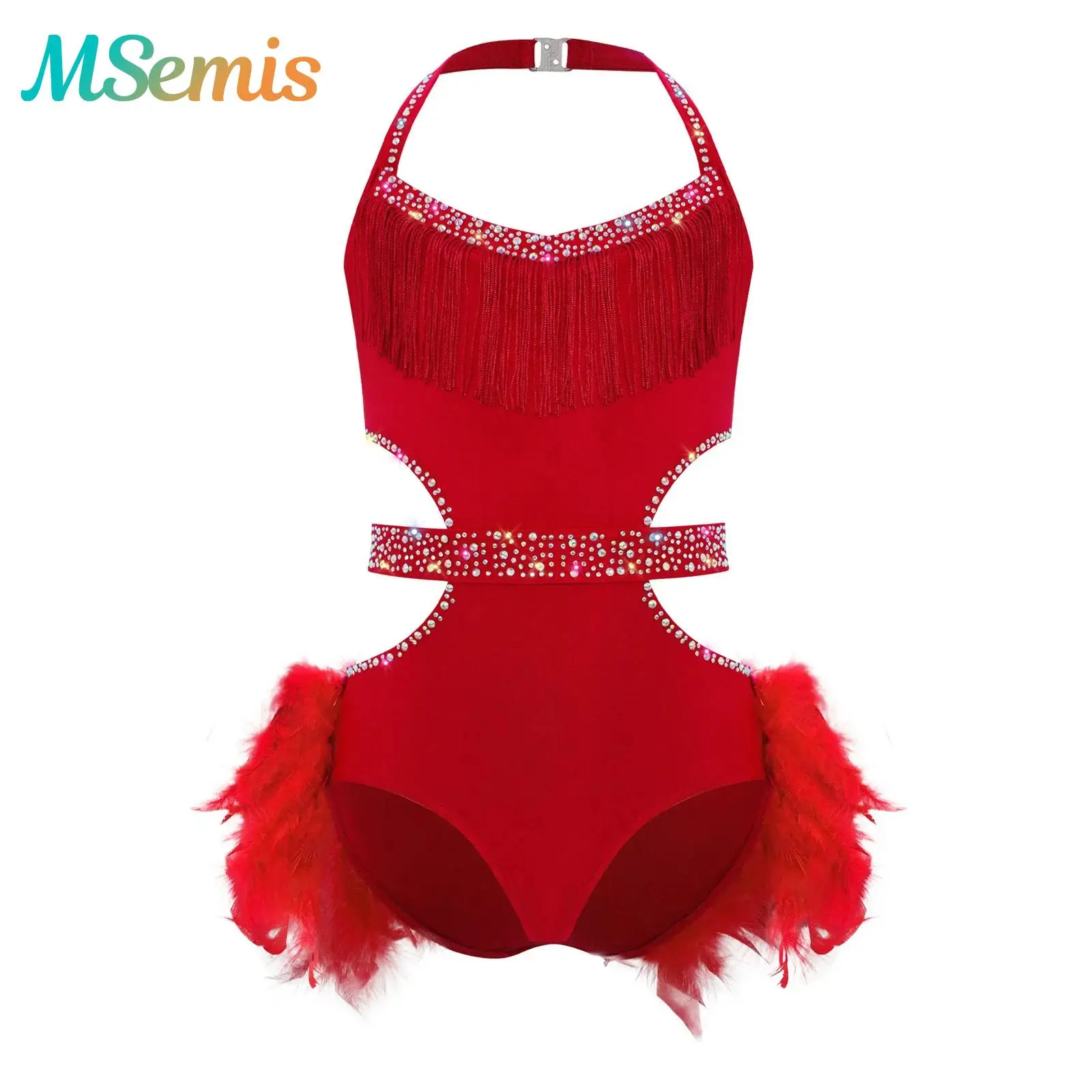 Kinder Mädchen Gymnastik Rock Trikot Bodys Latin Dance Performance Kostüm Sparkly Strass Mieder Feder Overall