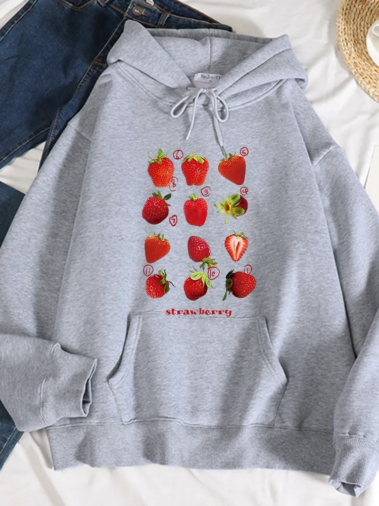 Sweat à capuche imprimé fraises fraîches pour femmes, sweat à capuche tendance, sweat-shirt décontracté, sourire mignon, vêtements pour femmes, S-média, automne