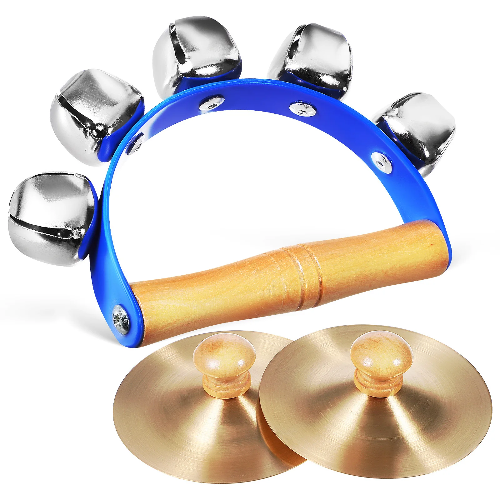 

1pcs Handheld Sleigh Bell Set Copper Finger Cymbals Kids Percussion Instruments For Birthday Party Educational Music Hand Bell