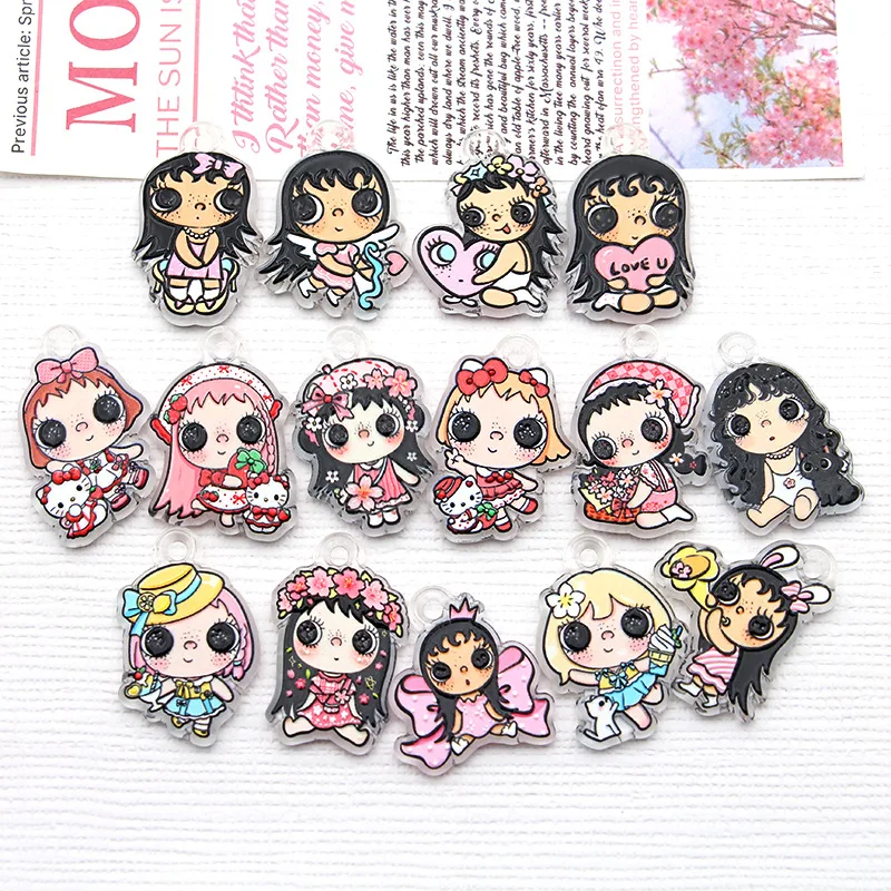  50pcs for Yuy Mini Acrylic doll figurine keychain pendant DIY crafting accessory Backpack decoration
