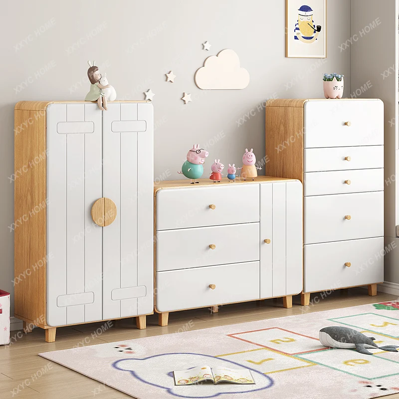 Child Storage Wardrobe Combination Furniture Modern Minimalist Bedroom Storage Rack Children's Fun Pull Locker