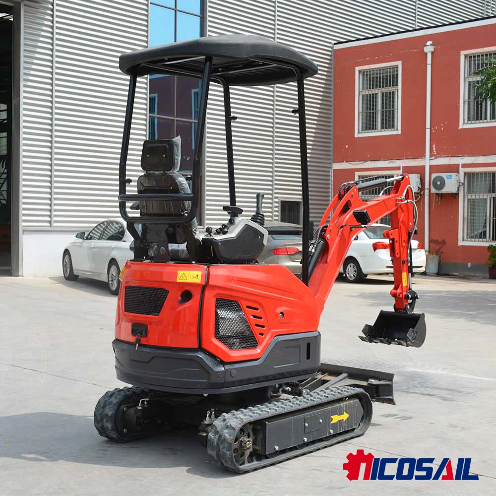 Mini koparka hydrauliczna na gąsienicach z wygodnym siedziskiem do małych prac w gospodarstwie i ogrodzie