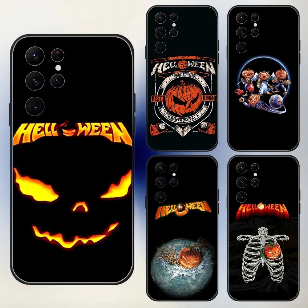 Band H-Helloween Phone Case For Samsung S24,23,22,30,21,10,9,Ultra,Plus,Lite,FE,5G Black Soft Case