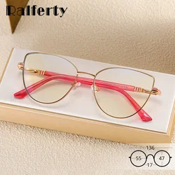 Ralferty Chic Ladies Cat Eyeglasses Women Anti Blue Luxury Myopia Prescription Glasses Frame Metal Customize Optical Lenses 2025