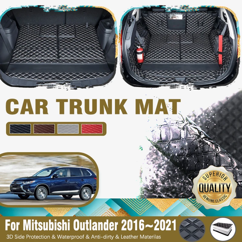 

Leather Car Trunk Mats For Mitsubishi Outlander GF GG ZJ ZK ZL 2016~2021 5SEAT 7SEAT Anti-dirty Rug Storage Pad Auto Accessories