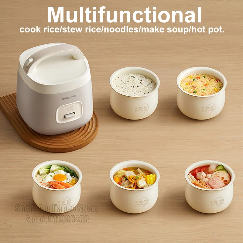 Bear Rice Cooker 1.6L Capacity Portable Multifunctional Household Electric Cooker Cute 220V Kitchen Appliances For Dormitory