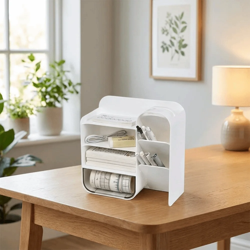 Large Capacity Pen Holder Storage Box Multi-Layer Thickened Multi-Functional Pen Bucket Slanted Insert Plastic Storage Shelf