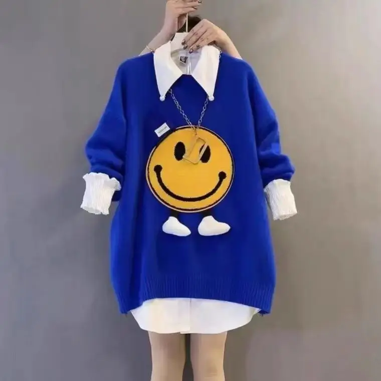Fat MM Large Women's Fashion Spring and Autumn Set 2023 New Slim Fit Fashion Knitted Sweater Shirt Two Piece Set