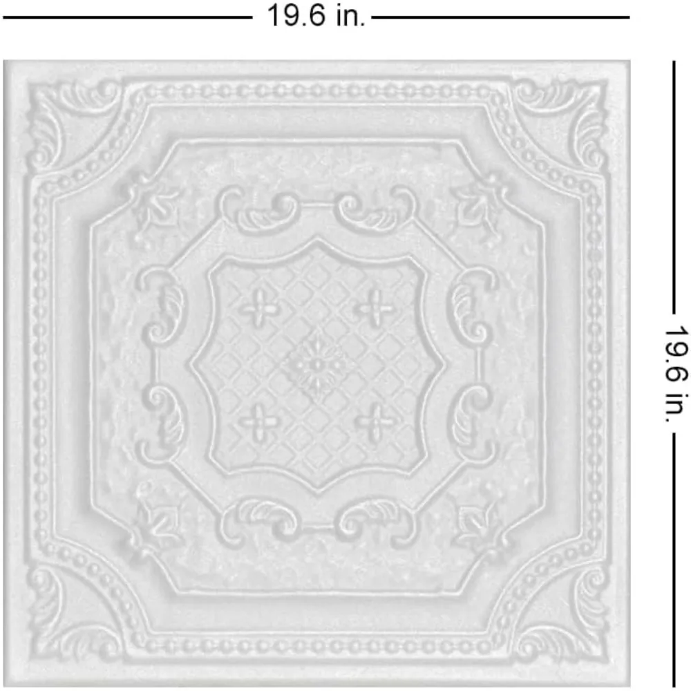 CEILINGS R126 Carrelage de plafond à coller en mousse Bijou et abeille (256 carrés ft./Case), paquet de 96, blanc uni