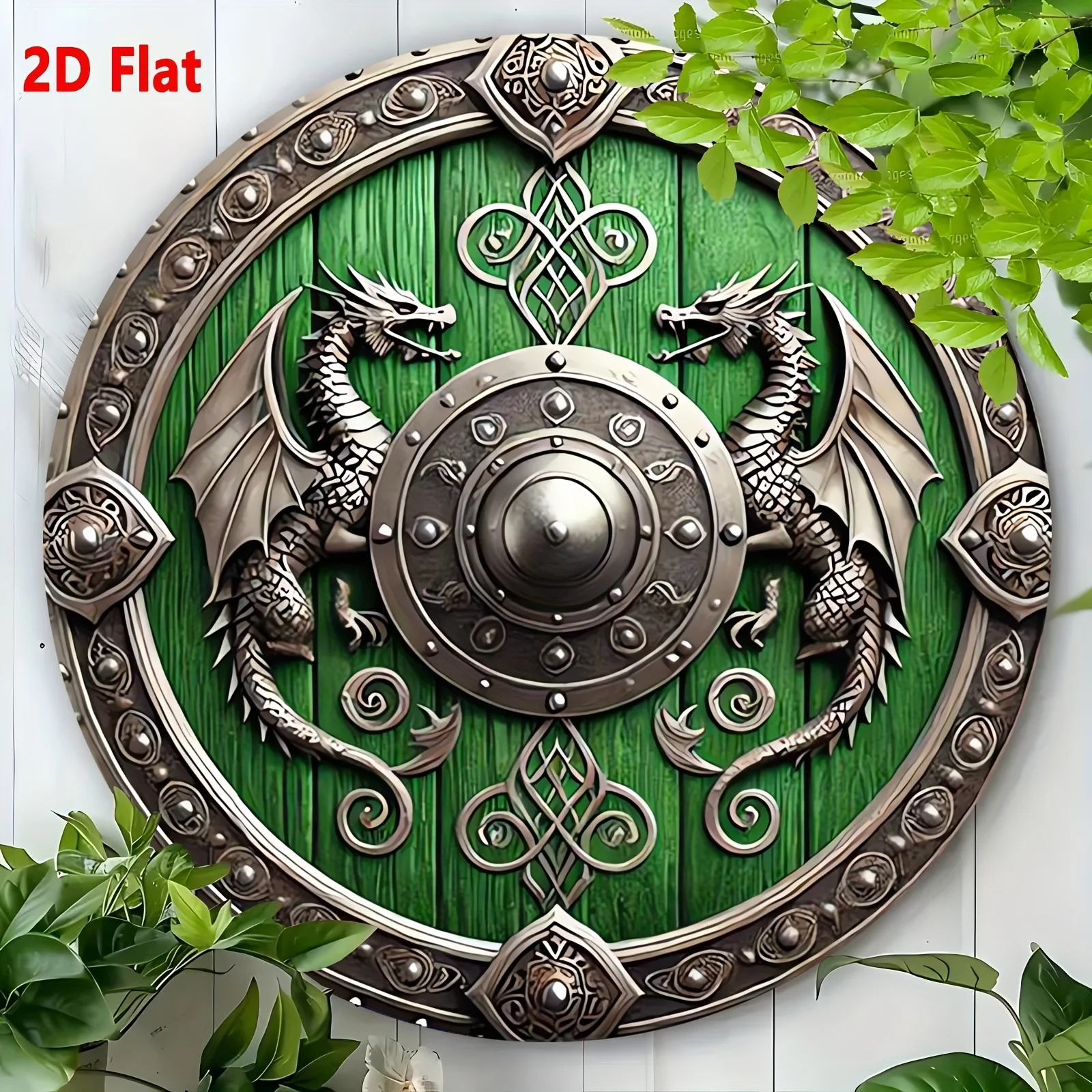 1 escudo vikingo de metal para decoración de pared, con diseño de dragón y casco, regalo ideal para sala de estar, decoración de pared interior | Tema Vikingo
