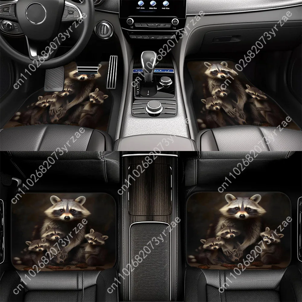 

Raccoon 4pcs Universal Car Floor Mats All-Season Fashionable Auto Interio Absorbent Non-Slip Washable Car Floor Mats