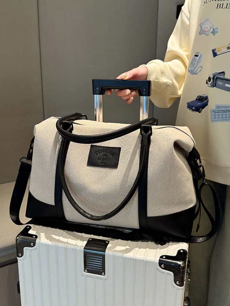 Large Capacity Travel Bag Women's 2024 New Carry-on Single Shoulder Luggage Bag Short Trip Storage Bag Soft Handle Korean Style