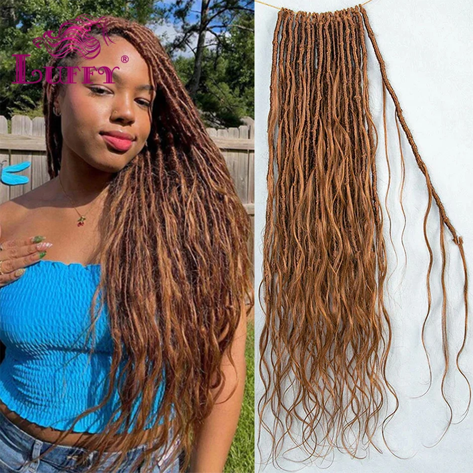 

Color 30 Body Wave Pre Looped Crochet Boho Locs With Human Hair Curls Knotless Locs Crochet Hair With Human Hair Curly Ends