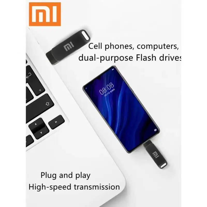 Xiaomi TYPE C USB แฟลชไดรฟ์ 2 IN 1 USB Stick 3.0 128GB ไดรฟ์ปากกา 2TB 1TB กันน้ํา Flashdisk หน่วยความจําสําหรับ Iphone 15 Pro Max