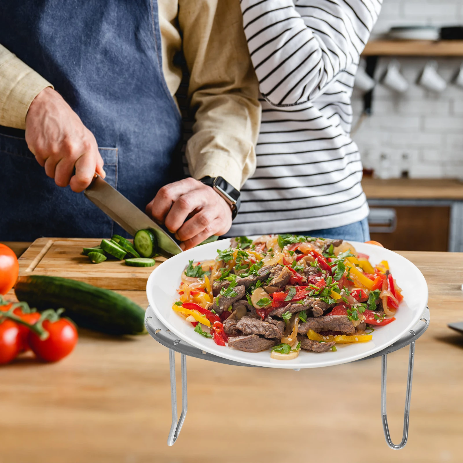 

2pcs Stainless Steel Steamer Rack Heat-Resistant Kitchen Cooling Rack For Eggs Fish Veggies Tamale With Pot Wok Household