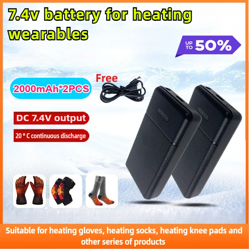 

7.4V 2000mAh Heating Product-Specific Batteries for Heated Gloves Suitable Socks Scarves and Clothing Mobile Power Supply