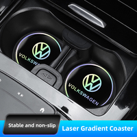 Car Laser Coaster Anti-Slip Water Cup Slot Pad Shock-Absorbing Mat For Volkswagen GTI Golf 6 7 8 Polo VW R-Line CC Passat Tiguan