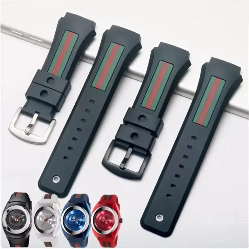 High Quality Men's Black Convex Mouth Natural Rubber Watchband 29x21mm Waterproof Casual Strap For GC YA137107 Watch Bracelet